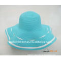 Girls fashion blue straw sun hat paper braid for lady summer hats